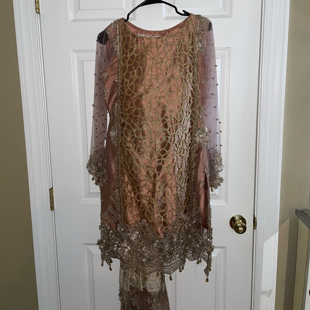 3 piece pink pearl shalwar kameez